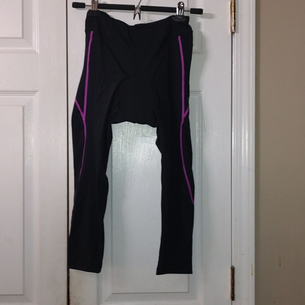 Beleroy sports  black purple  trim padded cycling biking pants Sz S